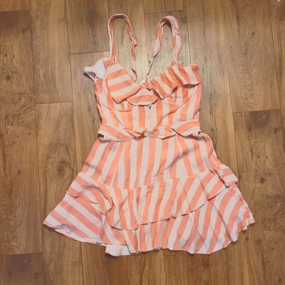 Buddy Love Julia Ruffled Striped Mini Dress Size L
